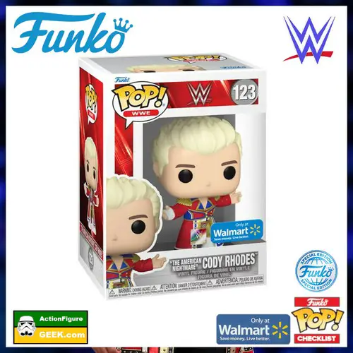 123 WWE "The American Nightmare" Cody Rhodes Funko Pop! Walmart Exclusive and Funko Special Edition