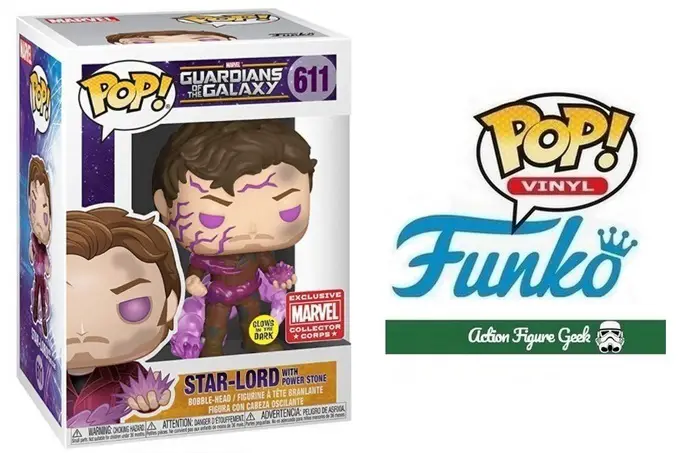  favourite Marvel Funko Pop figures - Funko Pop Marvel Collector Corps Exclusive Guardians of the Galaxy 611 Glow-in-the-dark Star-Lord with Power Stone