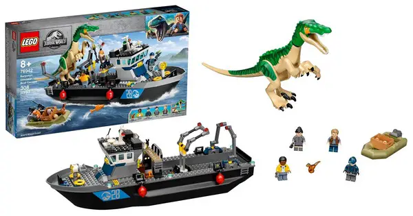 Product image - 76942 LEGO Jurassic World Baryonyx Dinosaur Boat Escape (308 Pieces)