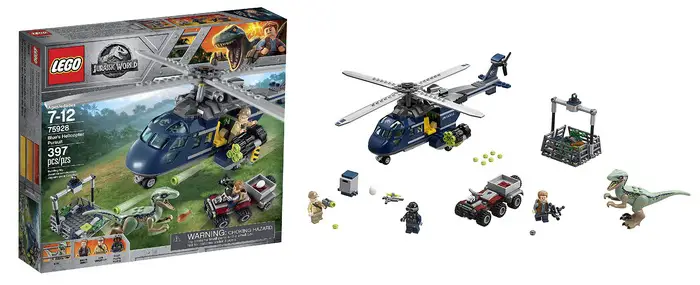 Product image - LEGO Jurassic World Blue’s Helicopter Pursuit 75928 LEGO Set (397 Pieces)