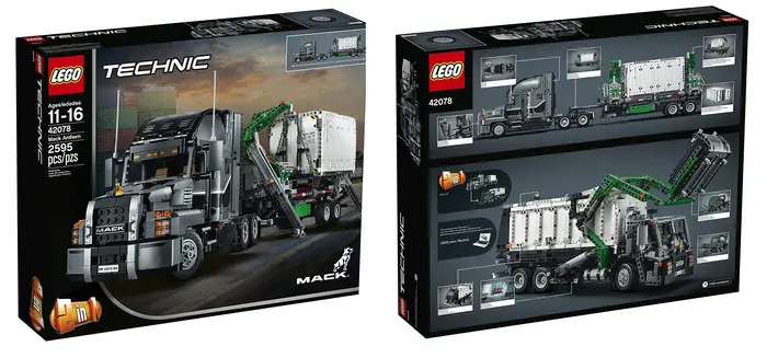 Product image front and back of box - LEGO Technic Mack Anthem Semi Truck LEGO Set (2595 Pieces) 