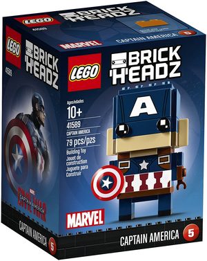 Product image - LEGO BrickHeadz Captain America 41589 (79 pcs) - LEGO Marvel BrickHeadz Buyers Guide