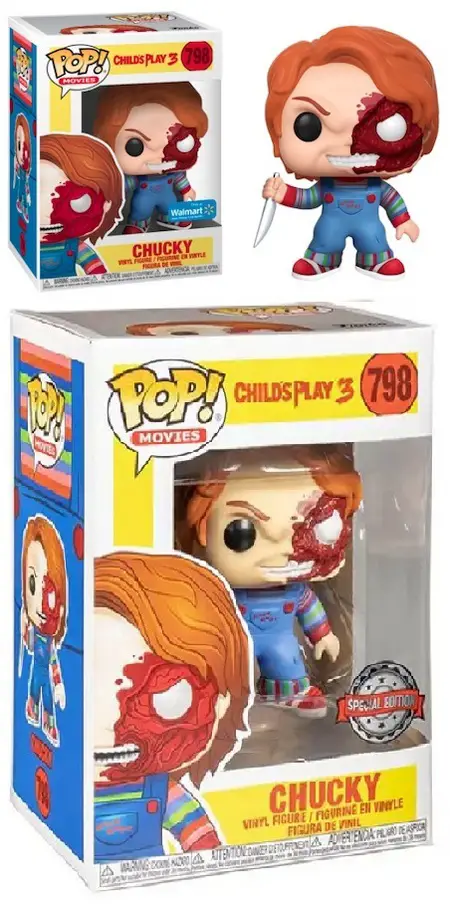 Product images - Childs Play 3 - 798 Chucky Half Face - Walmart Exclusive and Special Edition