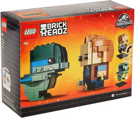 Product image - Box Back - LEGO Jurassic World BrickHeadz 41614 - Owen and Blue