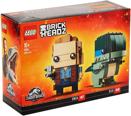 Product image - Front of Box - LEGO Jurassic World BrickHeadz 41614 - Owen and Blue