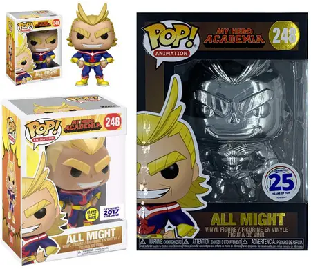 Product image 248 All Might - All Might GITD - 2017 Funimation Exclusive -  All Might Chrome - Funimation Exclusive - My Hero Academia Funko Pops