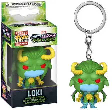 Product image Marvel Monster Hunter Mech Strike Loki Funko Pop Keychain
