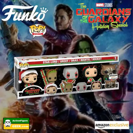 Product image Guardians of the Galaxy Holiday Special Funko Pop 5 Pack Amazon Exclusive Including Rocket Raccoon