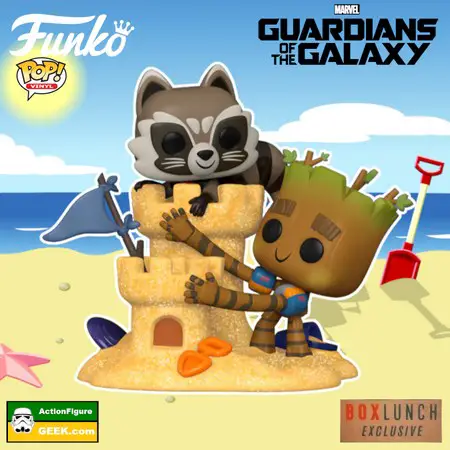 BoxLunch Product Image - Marvel Guardians of the Galaxy: Rocket and Groot Beach Day Funko Pop Moment Figure BoxLunch Exclusive and Funko Special Edition