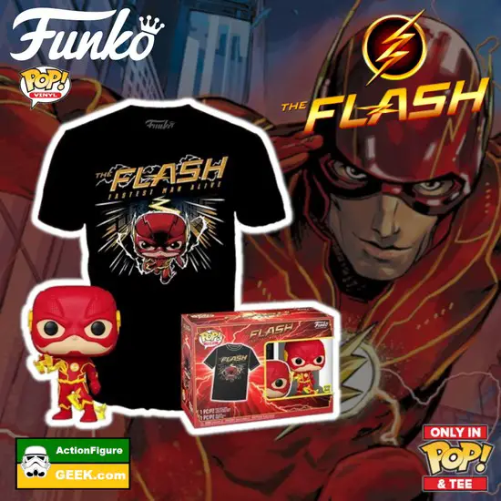 Funko Pop The Flash GITD Figure and T-Shirt 2-Pack