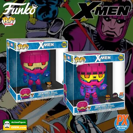 Product image Shop for the Marvel X-Men Sentinel with Wolverine 10-Inch Jumbo Funko Pop with Black Light Chase PX Exclusives