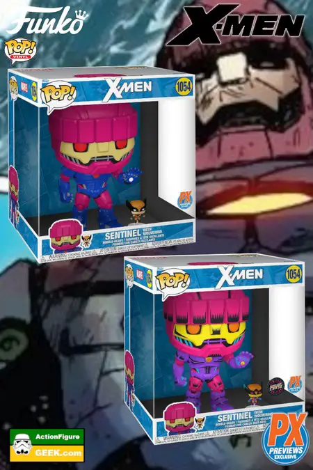Product image X-Men Sentinel with Wolverine 10-Inch Jumbo Funko Pop with Black Light Chase PX Exclusives