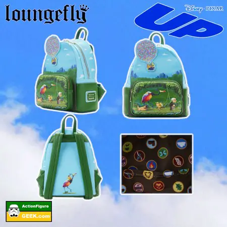 Product image - Disney Pixar Loungefly Up Mini Backpack  - Jungle Stroll all angles and interior lining.jpg