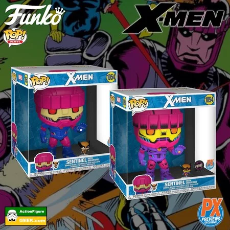 Product image 1054 Funko Pop Marvel X-Men: Sentinel with Wolverine 10-Inch Jumbo Funko Pop with a Black Light Chase – PX Exclusive