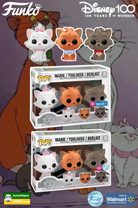 Product image Disney 100 Aristocats Flocked 3-Pack Funko Pop! Walmart Exclusive and Special Edition