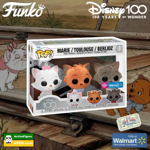 Disney 100 Aristocats Flocked 3-Pack Funko Pop! Walmart Exclusive