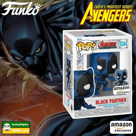 Product image The Avengers: Earth's Mightiest Heroes – 60th Anniversary Comic Black Panther Funko Pop! Vinyl Figure with Pin Set – Amazon Exclusive