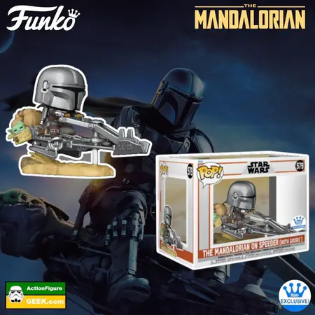 Product image 579 The Mandalorian on Speeder (with Grogu) Funko Pop! Funko Shop Exclusive