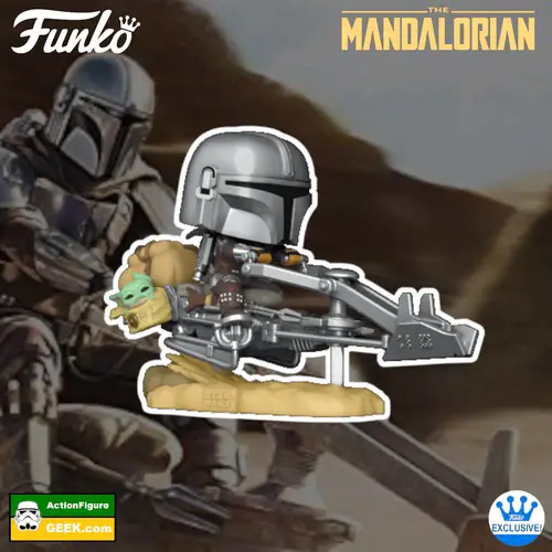 The Mandalorian on Speeder (with Grogu) Funko Pop!