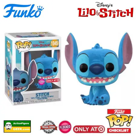 1045 Stitch Seated Smiling Flocked - Target Exclusive - Special Edition
