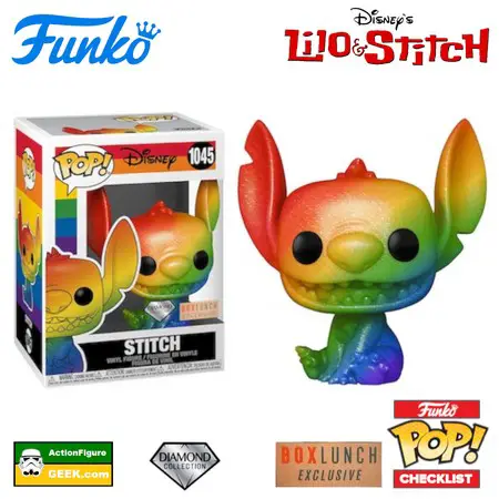 1045 Stitch Seated Smiling Rainbow Pride Diamond Collection - BoxLunch Exclusive