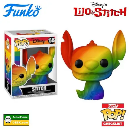 1045 Stitch Seated Smiling Rainbow Pride - Lilo & Stitch Funko Pop Checklist - Buyers Guide - Gallery