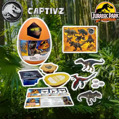 Jurassic Park CAPTIVZ Build N Battle 30th Anniversary Slime Eggs and Jurassic World Zoomriders