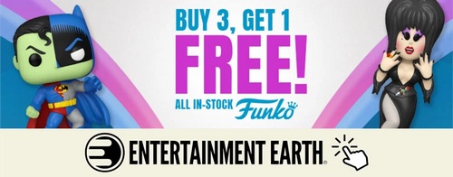 Buy 3, Get 1 Free on all in-stock Funko Pops at Entertainment Earth