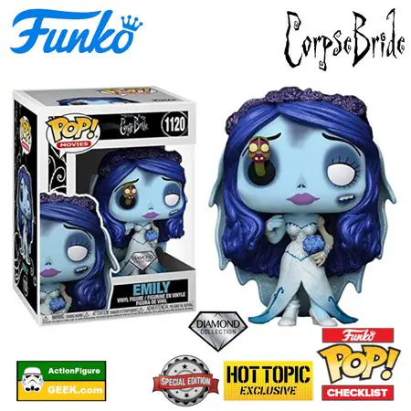 1120 Corpse Bride Emily with Maggot Diamond Glitter Pop! Hot Topic Exclusive and Special Edition