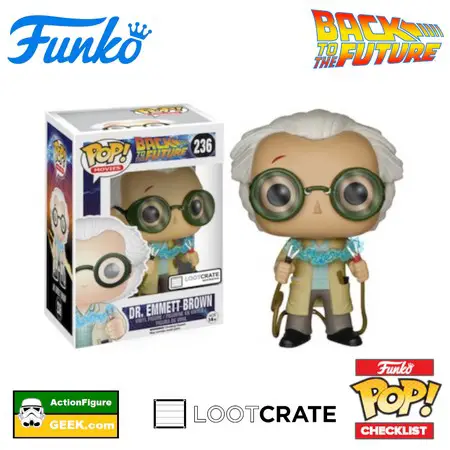 236 Dr. Emmett Brown with Jumper Cables - Loot Crate Exclusive Back to the Future Funko Pop! Checklist - Buyers Guide - Gallery