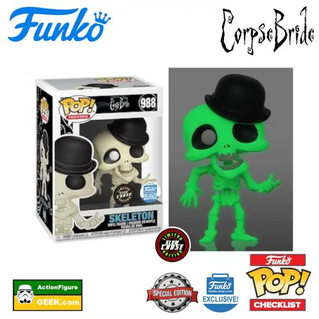 988 corpse bride Skeleton Glow-in-the-Dark Chase Variant Funko Shop and Special Edition