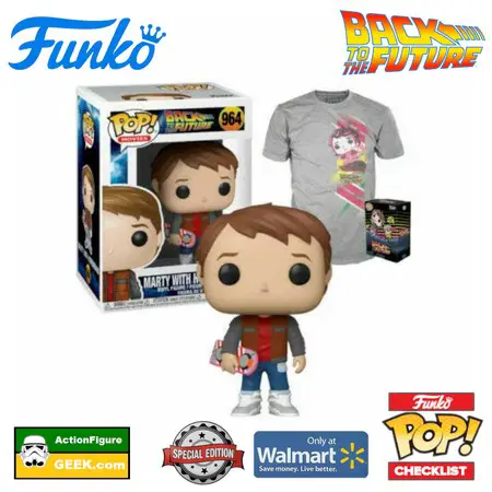 964 Marty with Hoverboard - Walmart Exclusive T-Shirt Bundle and Special Edition Back to the Future Funko Pop! Checklist - Buyers Guide - Gallery