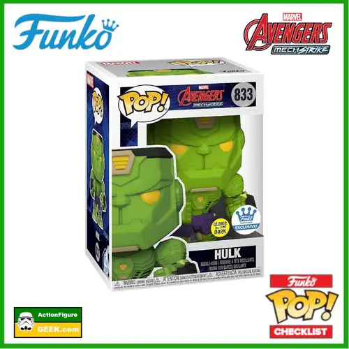 833 Marvel Avengers The Hulk Mech Strike Glow in The Dark Exclusive Edition and Common Pop!