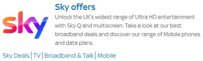 Get the latest Sky TV and Braodband deals from Sky!