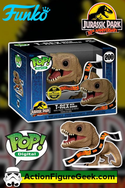 200 Jurassic Park 30th Anniversary - T-Rex with Banner NFT Digital Funko Pop! (1900 PCS)