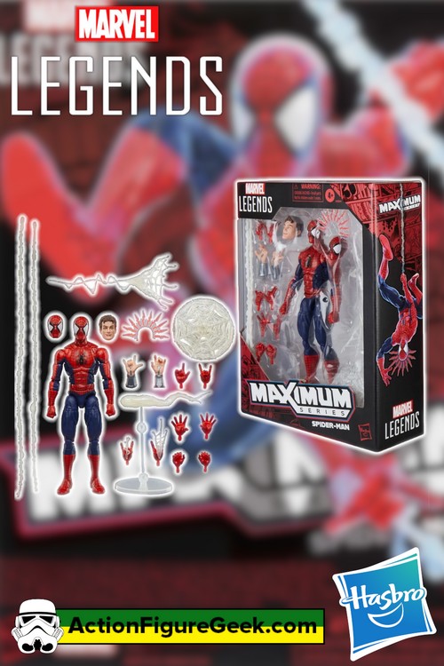 Key Features of the Marvel Legends Maximum Series Spider-Man Figure - multiple swappable hands and web effects